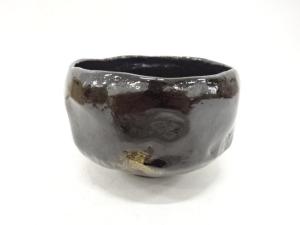 楽焼　佐々木松楽造　黒茶碗(保護箱付)